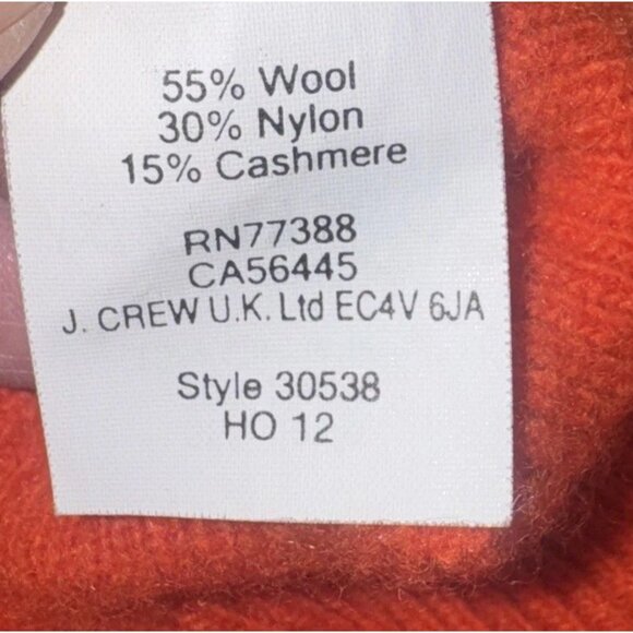 J. CREW Women’s Gray Orange Wool Cashmere Elbow Patch Crew Neck Sweater Sz M - Picture 7 of 10